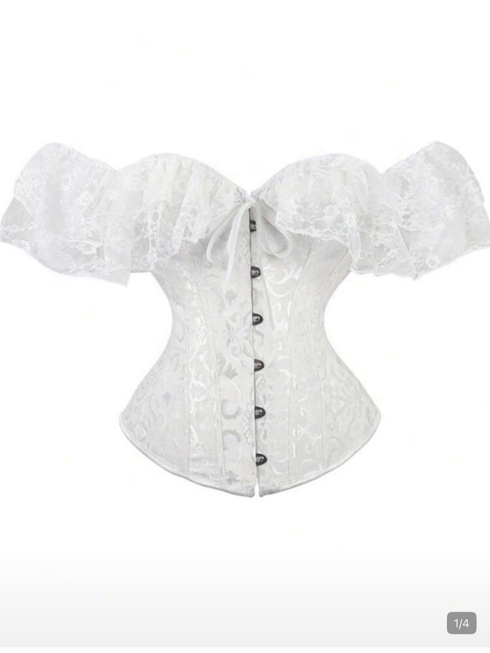 SHEIN White Lace Off-Shoulder Corset Bustier Top